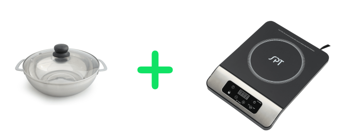 1650W Induction with Stainless Steel Panel + Pot Combo